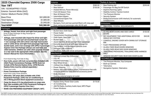 New 2025 Chevrolet Express 2500 Empty Cargo Van - photo 5