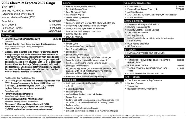 New 2025 Chevrolet Express 2500 Empty Cargo Van - photo 3