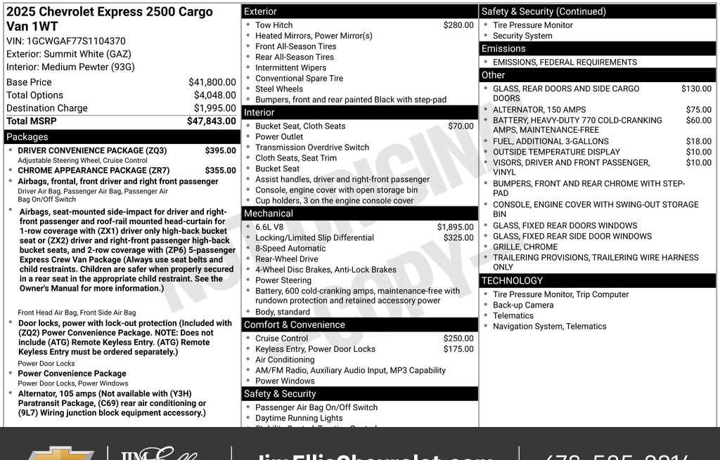 New 2025 Chevrolet Express 2500 Empty Cargo Van - photo 38