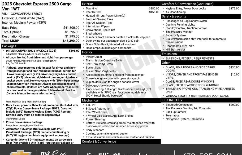 New 2025 Chevrolet Express 2500 Empty Cargo Van - photo 38