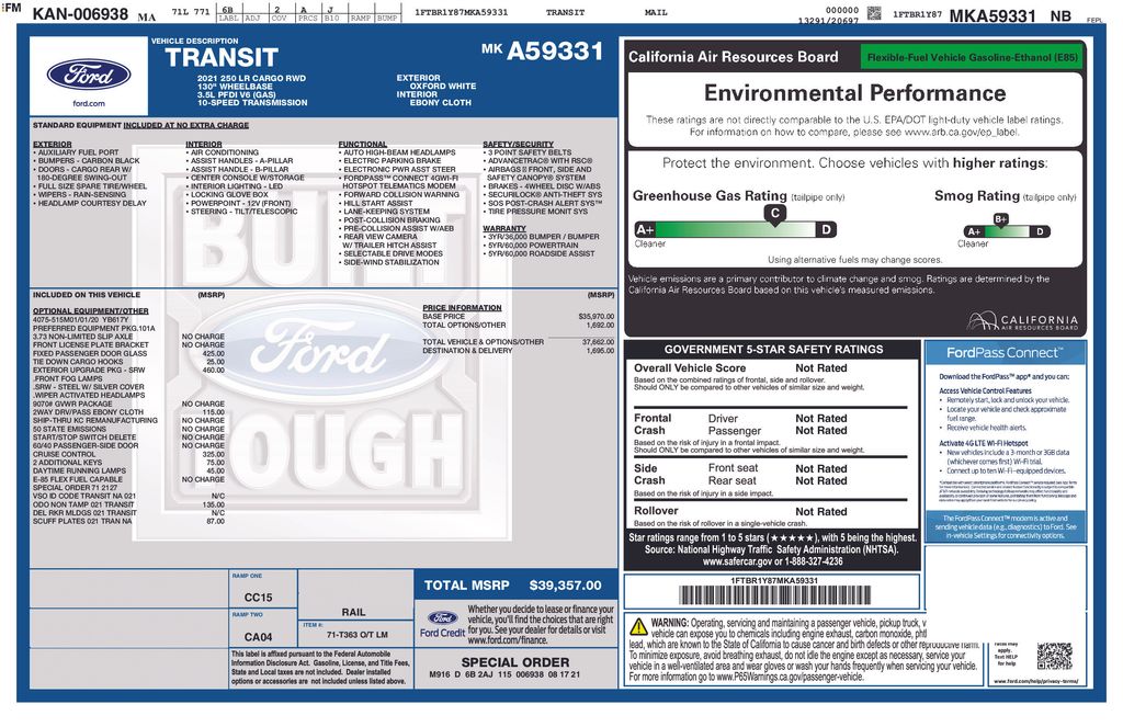 Used 2021 Ford Transit 250 Low Roof Empty Cargo Van - photo 16