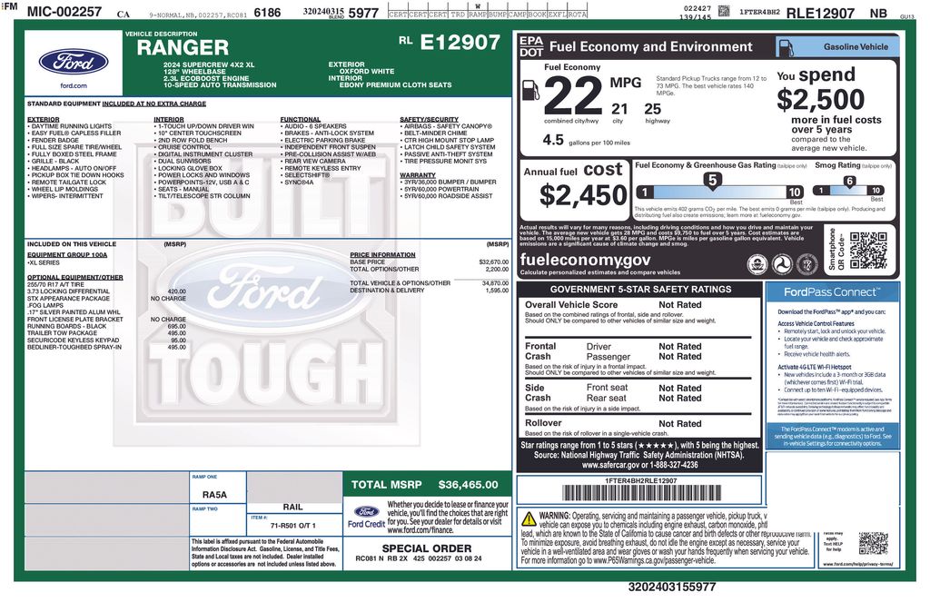 Used 2024 Ford Ranger XL SuperCrew Cab - photo 3