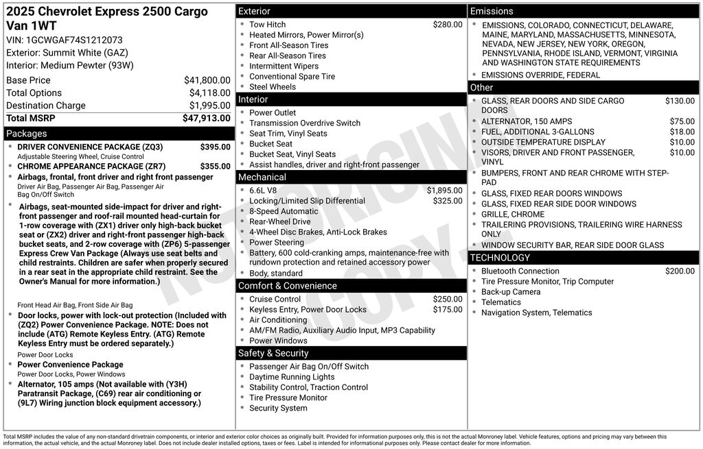 New 2025 Chevrolet Express 2500 Empty Cargo Van - photo 16